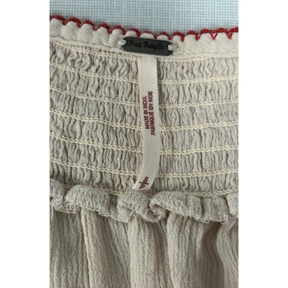 Free People Womens Wind Willow Embroidered Mini Dress Cream Red Boho (Small) - Picture 5 of 7
